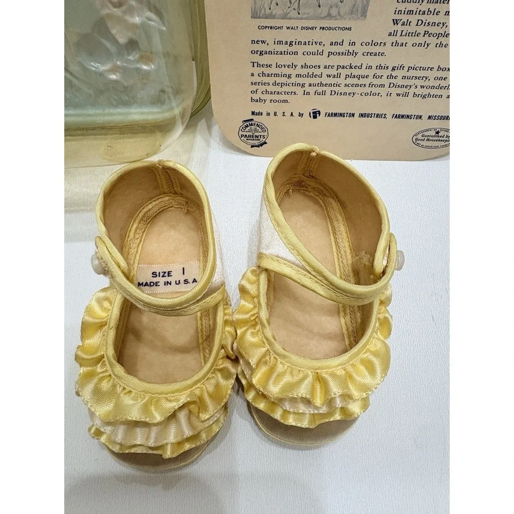 Vintage Walt Disney Bambi‎ Mrs. Day's Ideal Baby Shoes Satin Ribbon Sz 1